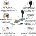 Concealed Door Security Rack Bolt Pack of 2 - 86mm - Satin - Pack 2 Bolts + 2 Keys - tradefit - 3