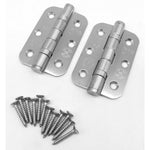 Satin Stainless Fire Door Hinges - 3 Inch/76mm - Grade 7 Steel Ball Bearing - Pack 2 - Radius - tradefit - 3