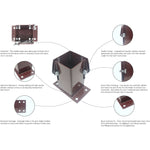 Bolt Down Fence Post Flush Fit Shoe - 75mm - Oxide Red - tradefit - 3