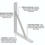 Shelf Bracket Strong Beam Industrial Reinforced Stay arm Shelving Heavy Duty Single - 200 x 250 x 30 x 4mm - White - PAIR - tradefit - 5