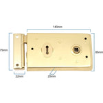 Narrow Rim Sashlock - 150mm - Brass Plated - tradefit - 3