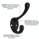Hat Coat & Robe Hook - Matt Black - Pack of 4 - tradefit - 3