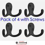 Twin Robe Hook Matt Black Double Hook - Pack of 4 - tradefit - 2