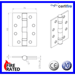 PVD Brass Fire Door Hinges - 4 Inch/102mm - Grade 13 Steel Ball Bearing - Pack 2 - tradefit - 3