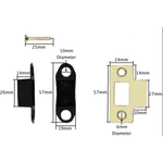 Tubular Latch Faceplate Strike Frame Keep and Dust Box - Polished Brass Finish - tradefit - 3
