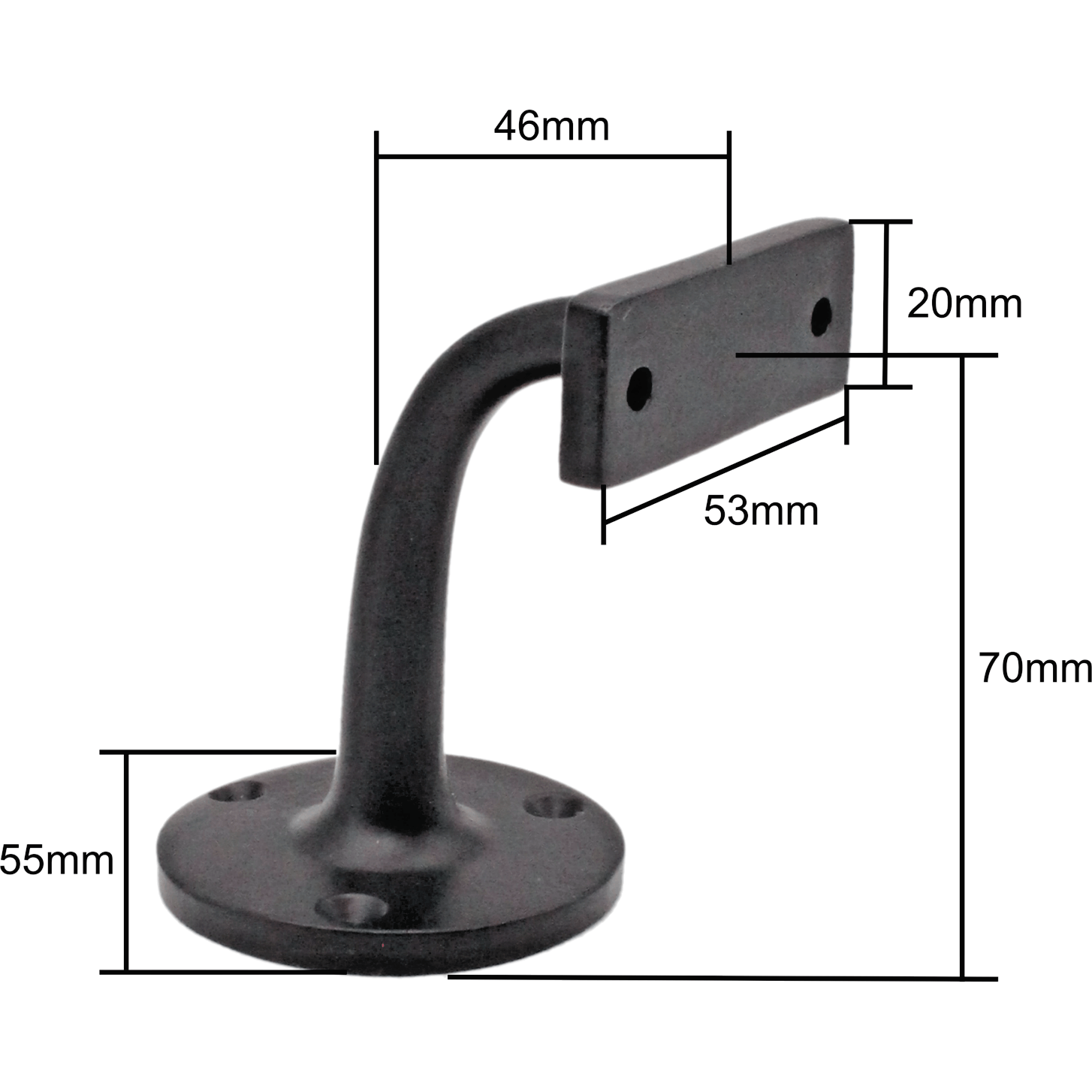 Handrail Bracket Heavy Pattern - 63mm / 2.5 Inch - Matt Black - tradefit