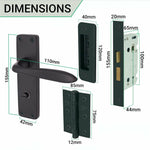 Sassari Matt Black Lever Door Handle Pack - 64mm Bathroom Lock - tradefit - 3