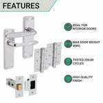 Sassari Polished Chrome Lever Door Handle Pack - Latch - tradefit - 2