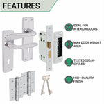 Sassari Polished Chrome Lever Door Handle Pack - 64mm Sashlock - tradefit - 2