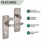 Sassari Satin Nickel Lever Lock Door Handle - Keyhole - tradefit - 2