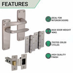 Sassari Satin Nickel Lever Door Handle Pack - Latch - tradefit - 2