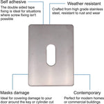 Repair Escutcheon Large Self Adhesive - SUS304 - Keyhole - 65x47x1.2mm - Polished Stainless - tradefit - 2