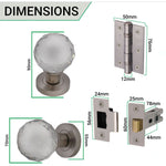 Glass and Satin Nickel Mortice Door Knob Kit - 76mm Latch - tradefit - 3