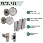 Glass and Satin Nickel Mortice Door Knob Kit - 76mm Latch - tradefit - 2