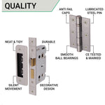 Satin Lever on Backplate Bathroom Kit / Pack Zeno Design - 66mm Lock - 76mm Hinges - Satin Chrome - tradefit - 5