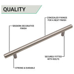 T - Bar Cupboard Dee Handle 156x12mm 96mm Centres Brushed Nickel - tradefit - 4