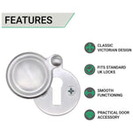 Victorian Keyhole Covered Escutcheon for Front Doors 34mm Satin Chrome - tradefit - 2