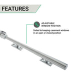 Contemporary Window Stay - 250mm - Satin Chrome - tradefit - 3