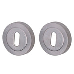 Round Keyhole Escutcheons Nola Pattern - 51mm - Satin Chrome - Pair - tradefit - 1