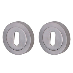 Round Keyhole Escutcheons Nola Pattern - 51mm - Satin Chrome - Pair - tradefit