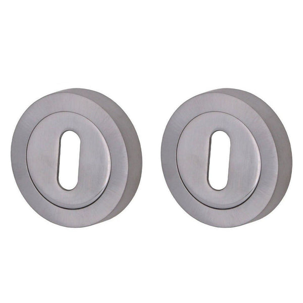 Round Keyhole Escutcheons Nola Pattern - 51mm - Satin Chrome - Pair - tradefit - Featured Image