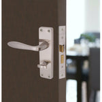 Sassari Satin Nickel Lever Door Handle Pack - 64mm Bathroom Lock - tradefit - 5