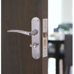 Satin Lever Door Handles on Backplate Bathroom Door Handles Zeno Design - 180mm - Satin Chrome - tradefit - 5