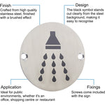 Circular Disc Navigation Signage - 76mm x 1.5mm - Screw Fixed - Shower - tradefit - 2