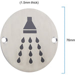 Circular Disc Navigation Signage - 76mm x 1.5mm - Screw Fixed - Shower - tradefit - 3