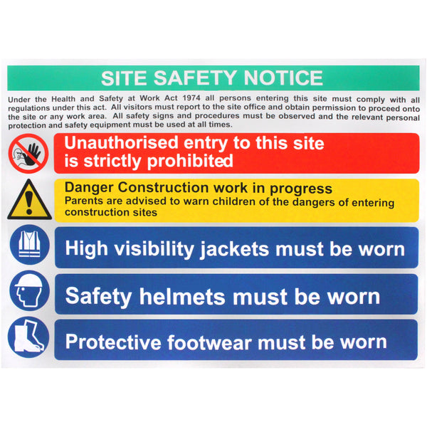 Site Safety Notice 800x600mm Foamex Screw or Tie Fixed - tradefit - Featured Image