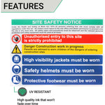 Site Safety Notice 800x600mm Foamex Screw or Tie Fixed - tradefit - 3