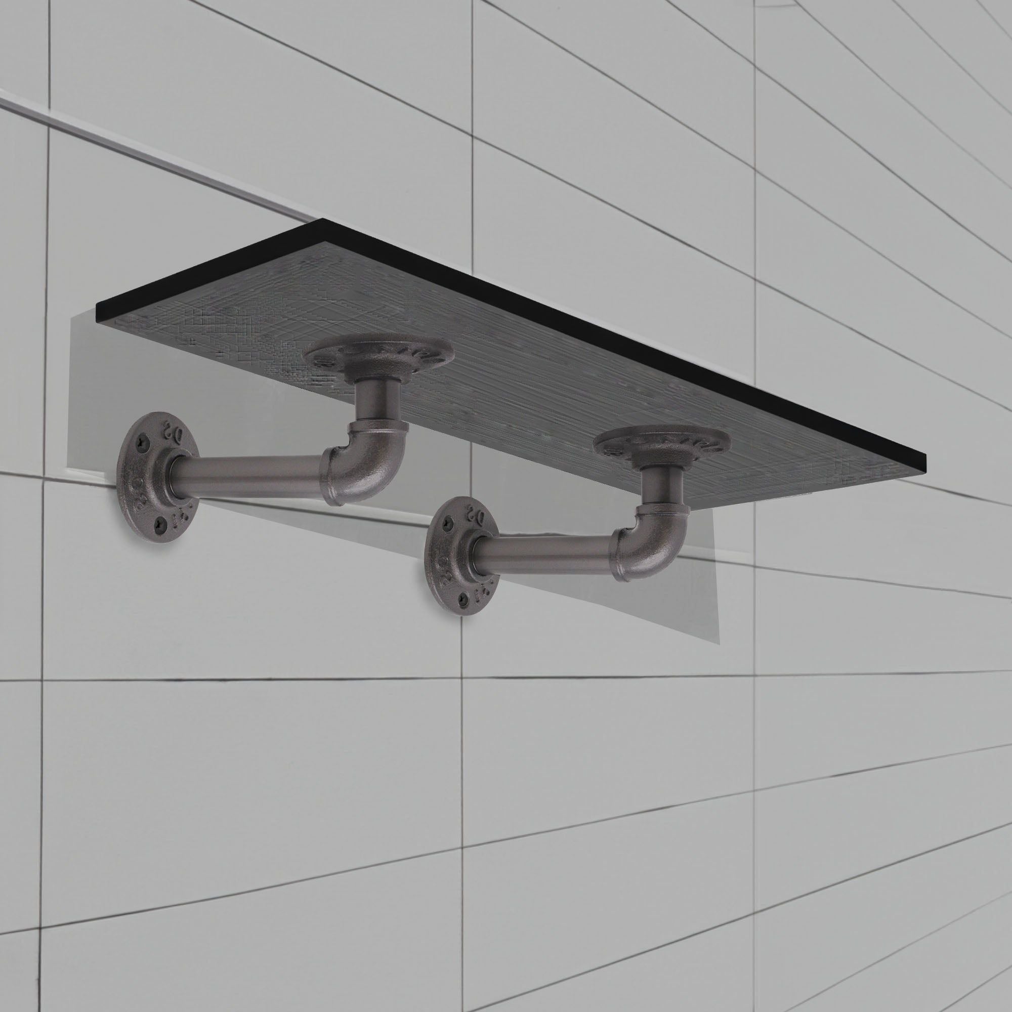 Rustic Pipe Shelf Brackets Cast Iron Scaffold Type Pair / 2 Brackets