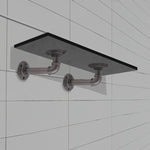 Rustic Pipe Shelf Brackets Cast Iron Scaffold Type - Pair / 2 Brackets - Dual 100/160mm - Natural Iron - tradefit - 5