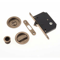 Sliding Door Bathroom Privacy Set - Florentine Antique Dark Bronze - tradefit