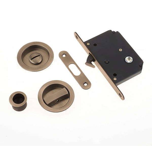 Sliding Door Bathroom Privacy Set Florentine Antique Dark Bronze tradefit