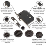 Sliding Door Bathroom Mortice Lock - Dark Bronze - tradefit - 3