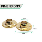 Wardrobe Clothes Rail End Socket - 19mm - Brass Plated - Pack of 2 - tradefit - 3
