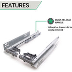 Soft Close Concealed Undermount Drawer Runners Double Extension 30kg Max 450mm - tradefit - 3