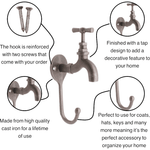 Tap Hook Cast Iron Coat Hook Garden Hook - 200mm - Self Colour Lacquered - tradefit - 3