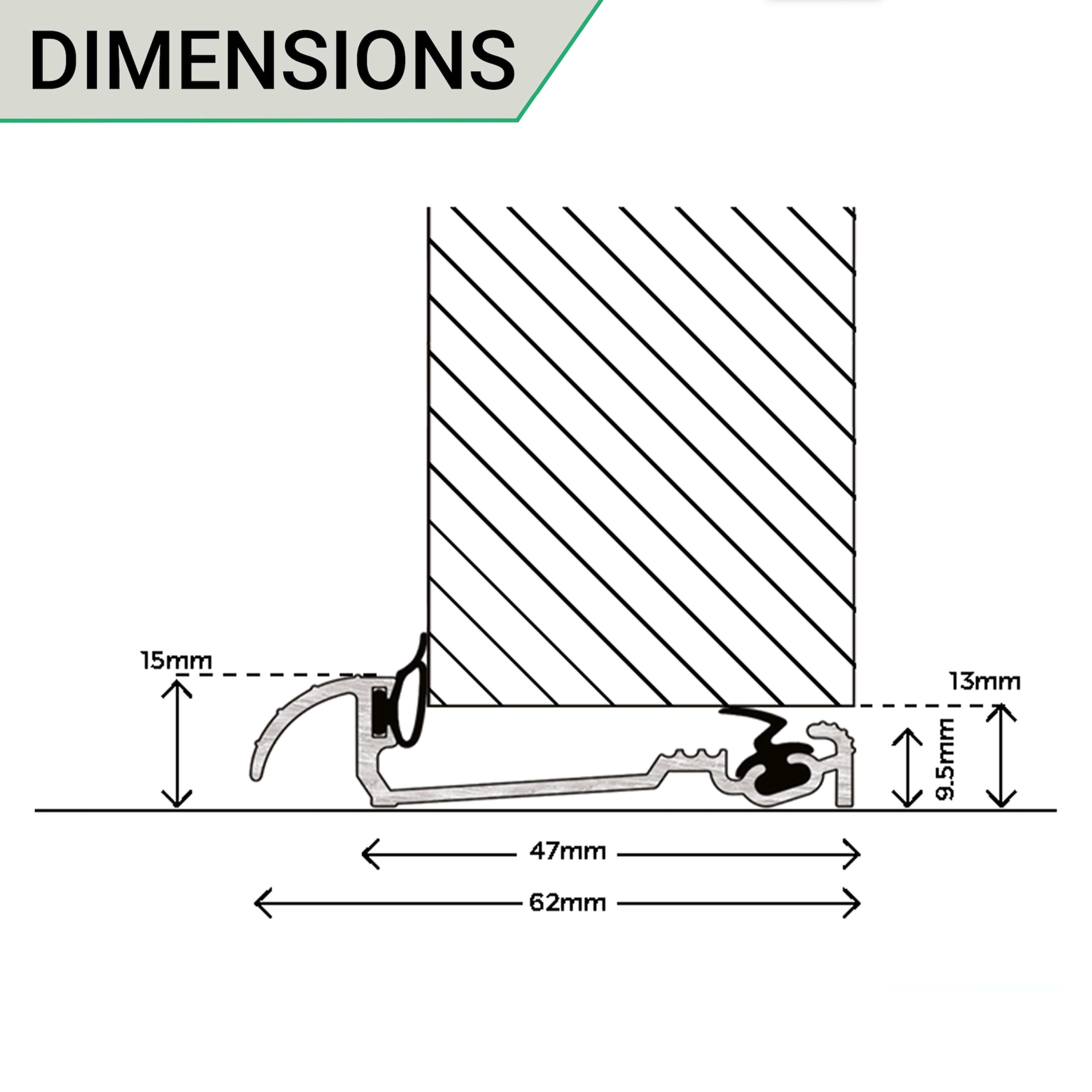 Door Threshold Seal 44mm Inward Opening 914mm Aluminium 4