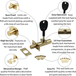 Concealed Door Security Rack Bolts Pack of 2 + 2 Keys - 61mm - Brass - tradefit - 3