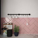 Kitchen Tool Holder Utensil Hanging Rack Storage Rail Kit 8 Hooks & Fixings 600x19mm Matt Black - tradefit - 3