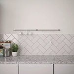 Kitchen Tool Holder Utensil Hanging Rack Storage Rail Kit 8 Hooks & Fixings 600x19mm Brushed Chrome - tradefit - 3