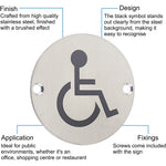 Circular Disc Navigation Signage - 76mm x 1.5mm - Screw Fixed - Wheelchair - tradefit - 3
