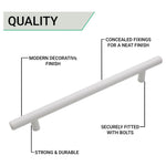T - Bar Cupboard Dee Handle 348x12mm 288mm Centres Matt White - tradefit - 4