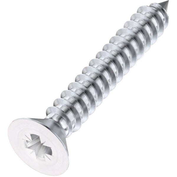 Spare Hinge Screws Pack 100 Pozi Wood Screw Countersunk - 5.0x30mm - White - Pack of 100 - tradefit - Featured Image