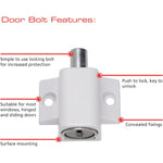 Patio Door Lock - 34x45mm - White - tradefit - 4