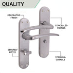 Satin Lever Door Handles on Backplate Bathroom Door Handles Zeno Design - 180mm - Satin Chrome - tradefit - 4
