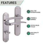 Satin Lever Door Handles on Backplate Bathroom Door Handles Zeno Design - 180mm - Satin Chrome - tradefit - 2