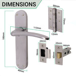 Satin Lever on Backplate Latch Kit / Pack Zeno Design - 66mm Latch - 76mm Hinges - Satin Chrome - tradefit - 3
